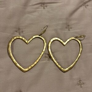 Hammered Heart earrings gold tone